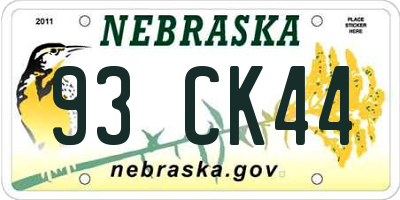 NE license plate 93CK44