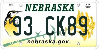 NE license plate 93CK89
