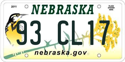 NE license plate 93CL17