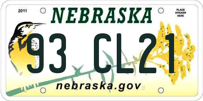 NE license plate 93CL21