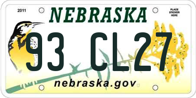 NE license plate 93CL27