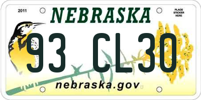 NE license plate 93CL30