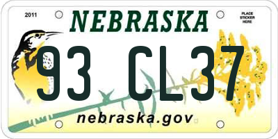 NE license plate 93CL37