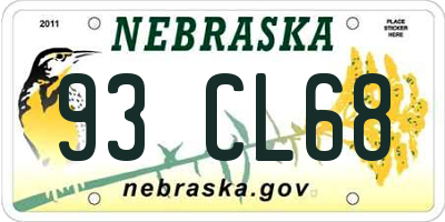 NE license plate 93CL68