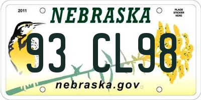 NE license plate 93CL98
