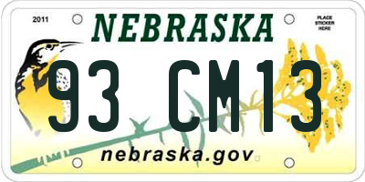 NE license plate 93CM13