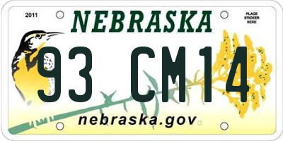 NE license plate 93CM14