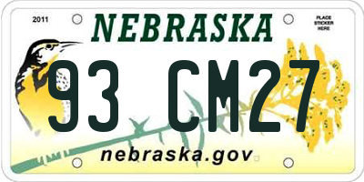 NE license plate 93CM27