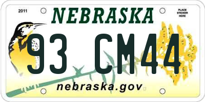 NE license plate 93CM44