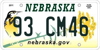 NE license plate 93CM46
