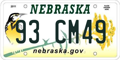 NE license plate 93CM49