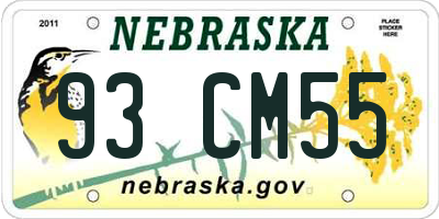 NE license plate 93CM55