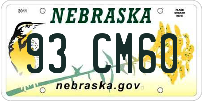 NE license plate 93CM60