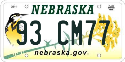 NE license plate 93CM77