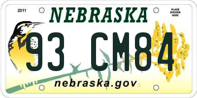 NE license plate 93CM84