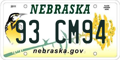 NE license plate 93CM94