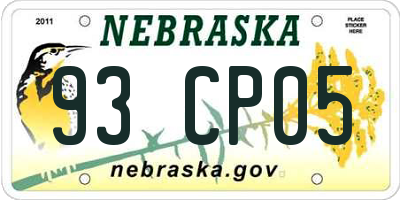 NE license plate 93CP05