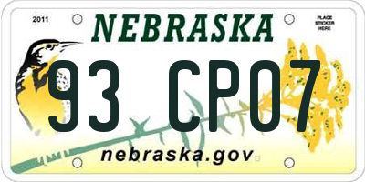NE license plate 93CP07