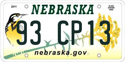 NE license plate 93CP13