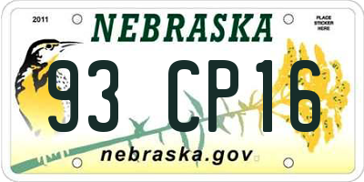 NE license plate 93CP16