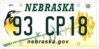NE license plate 93CP18