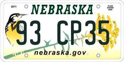 NE license plate 93CP35