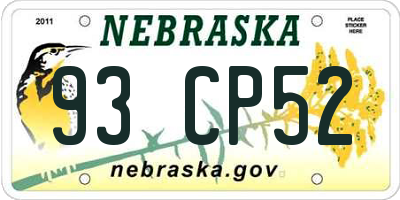 NE license plate 93CP52