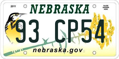 NE license plate 93CP54