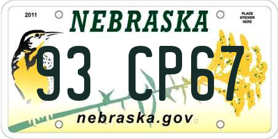 NE license plate 93CP67
