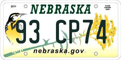 NE license plate 93CP74