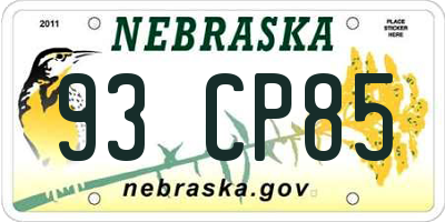 NE license plate 93CP85