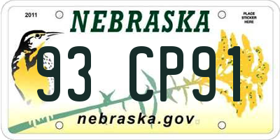 NE license plate 93CP91