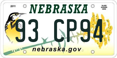NE license plate 93CP94