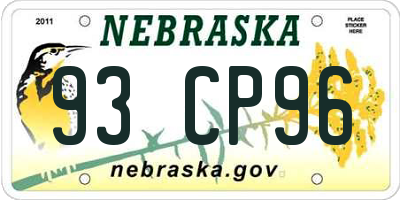 NE license plate 93CP96