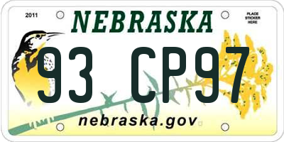 NE license plate 93CP97
