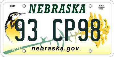 NE license plate 93CP98