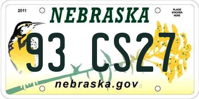 NE license plate 93CS27