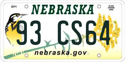 NE license plate 93CS64
