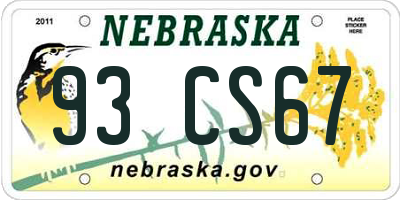 NE license plate 93CS67