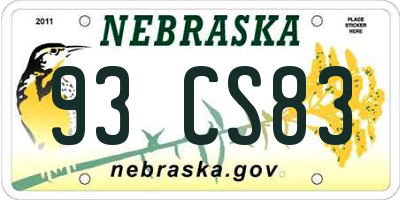 NE license plate 93CS83