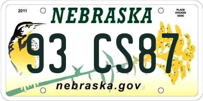 NE license plate 93CS87