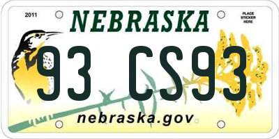 NE license plate 93CS93
