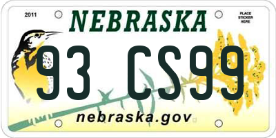 NE license plate 93CS99