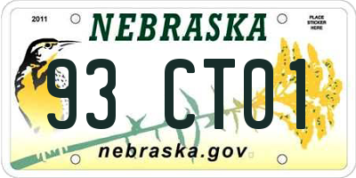 NE license plate 93CT01