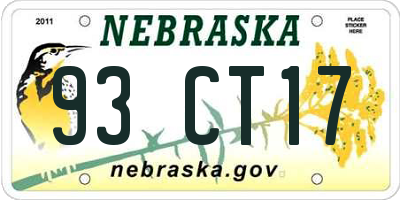 NE license plate 93CT17