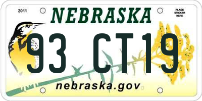 NE license plate 93CT19