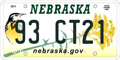 NE license plate 93CT21