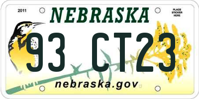 NE license plate 93CT23