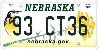 NE license plate 93CT36