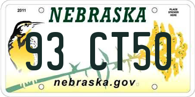NE license plate 93CT50